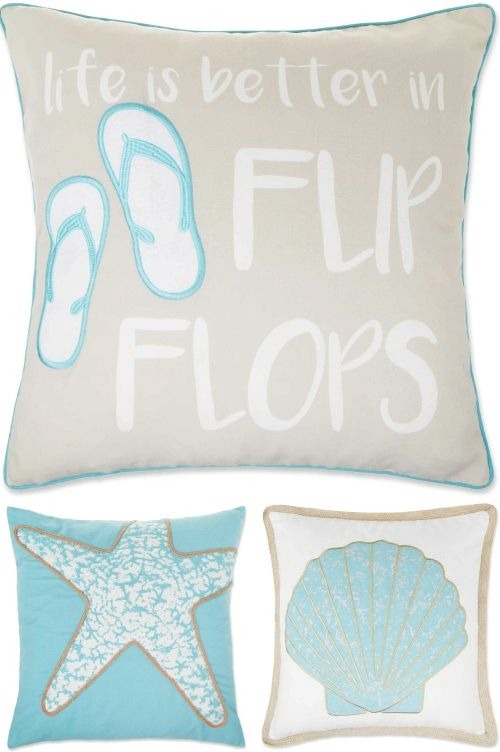 Coastal Beach Theme Throw Pillow Covers